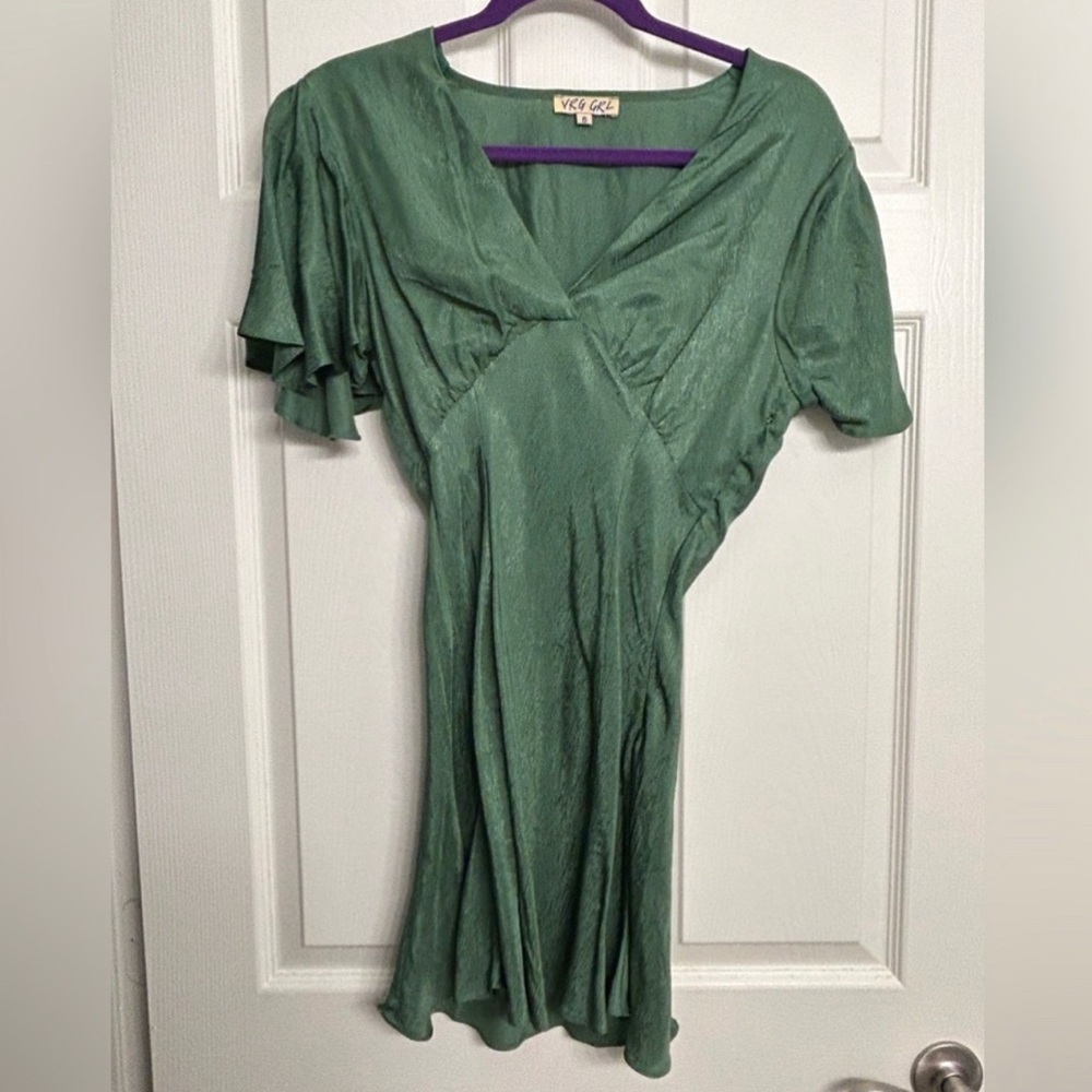 VRG Girl green flutter mini dress